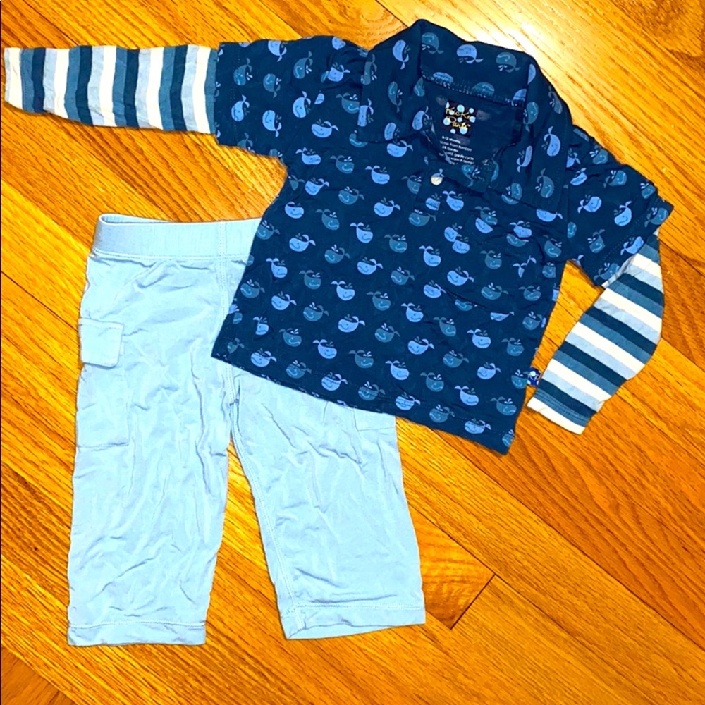 Kickee Pants 2 piece outfit: cargo pants & polo